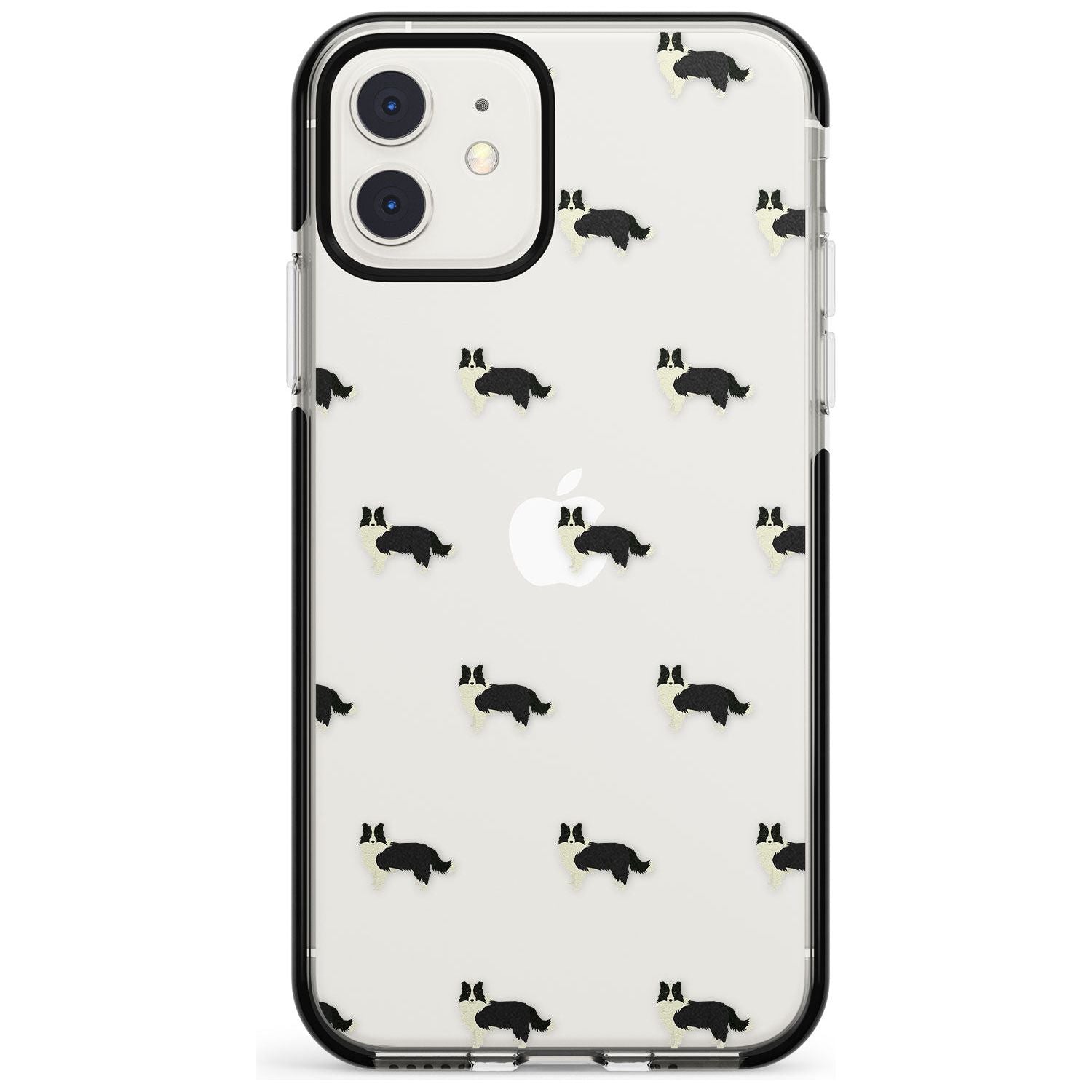 Border Collie Dog Pattern Clear Black Impact Phone Case for iPhone 11
