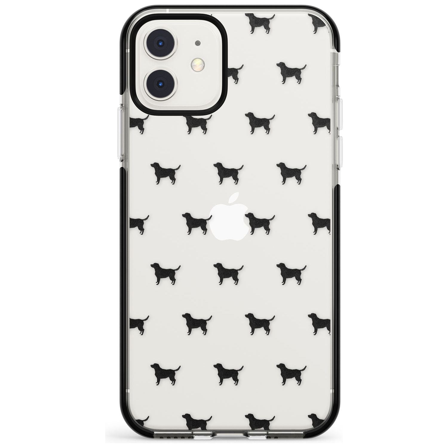 Black Labrador Dog Pattern Clear Black Impact Phone Case for iPhone 11