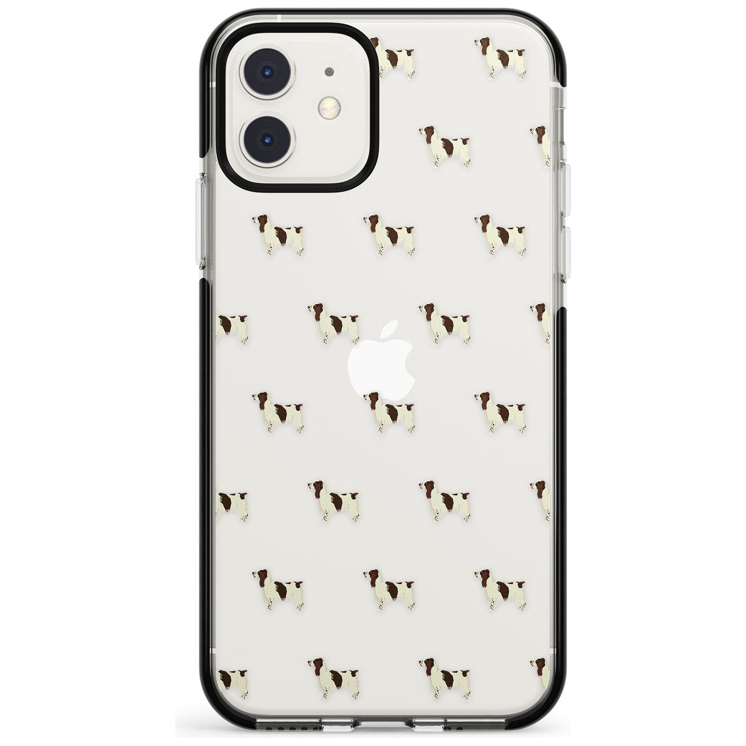 English Springer Spaniel Dog Pattern Clear Black Impact Phone Case for iPhone 11