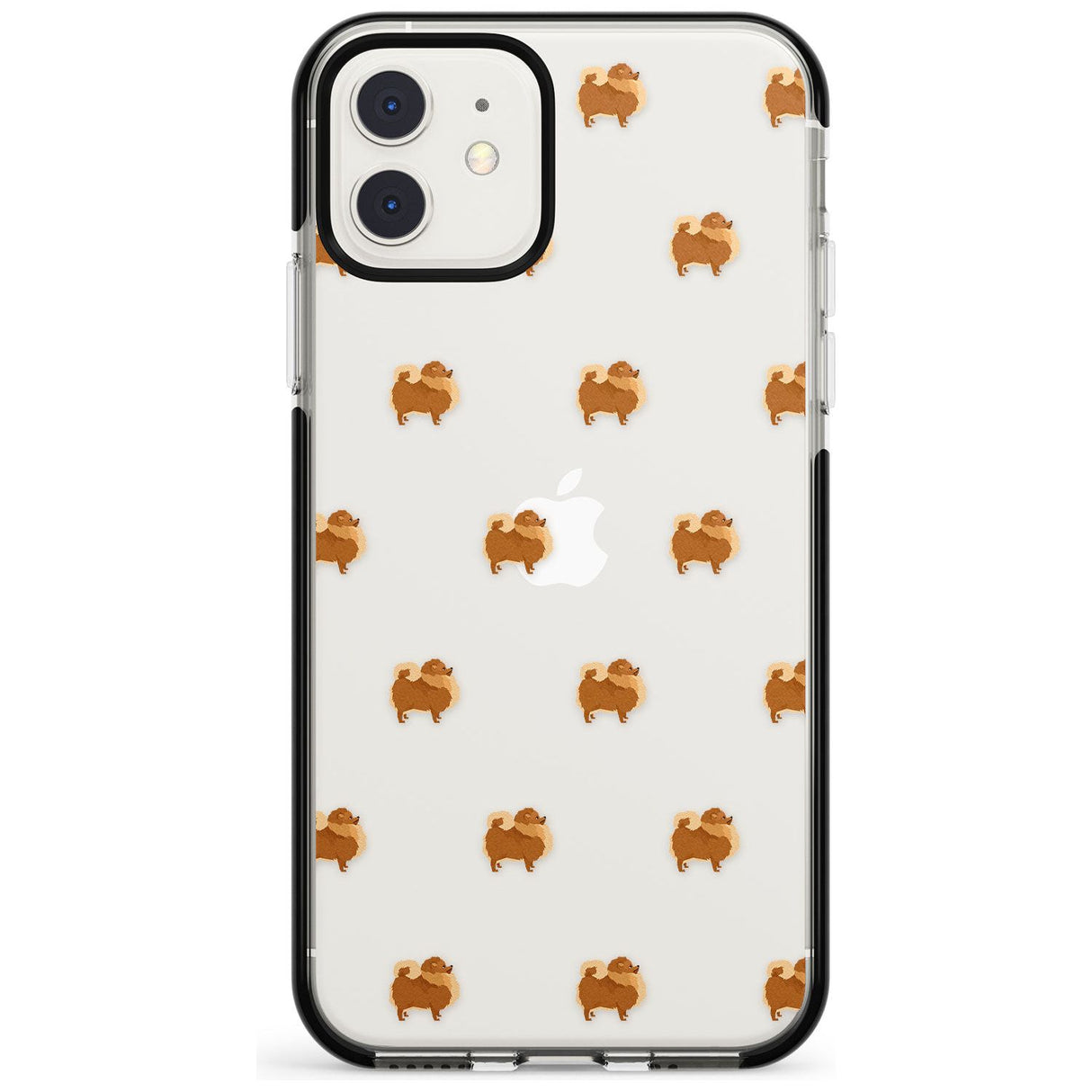 Pomeranian Dog Pattern Clear Black Impact Phone Case for iPhone 11