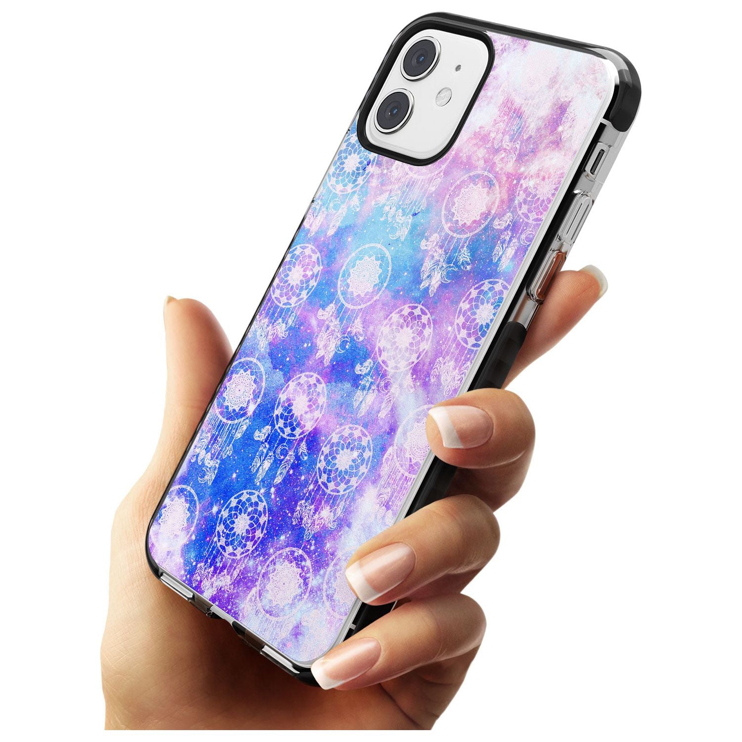 Dreamcatcher Pattern Galaxy Print Tie Dye Black Impact Phone Case for iPhone 11