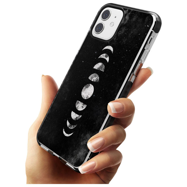 Watercolour Moon Phases Black Impact Phone Case for iPhone 11
