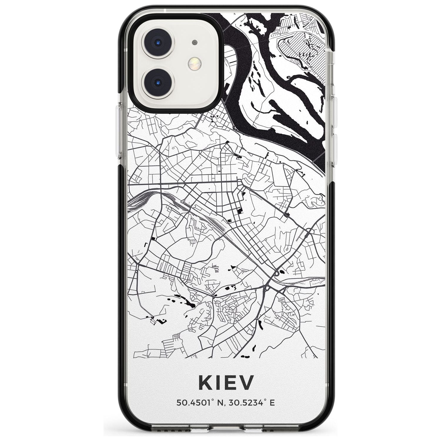 Map of Kiev, Ukraine Black Impact Phone Case for iPhone 11