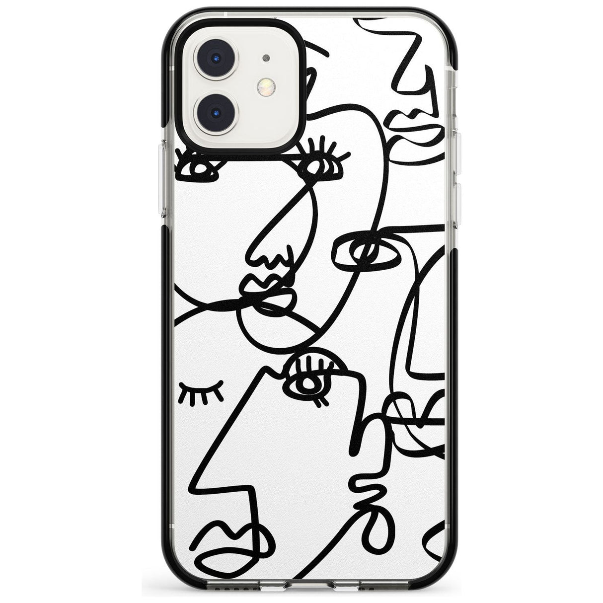 Continuous Line Faces: Black on White Pink Fade Impact Phone Case for iPhone 11 Pro Max