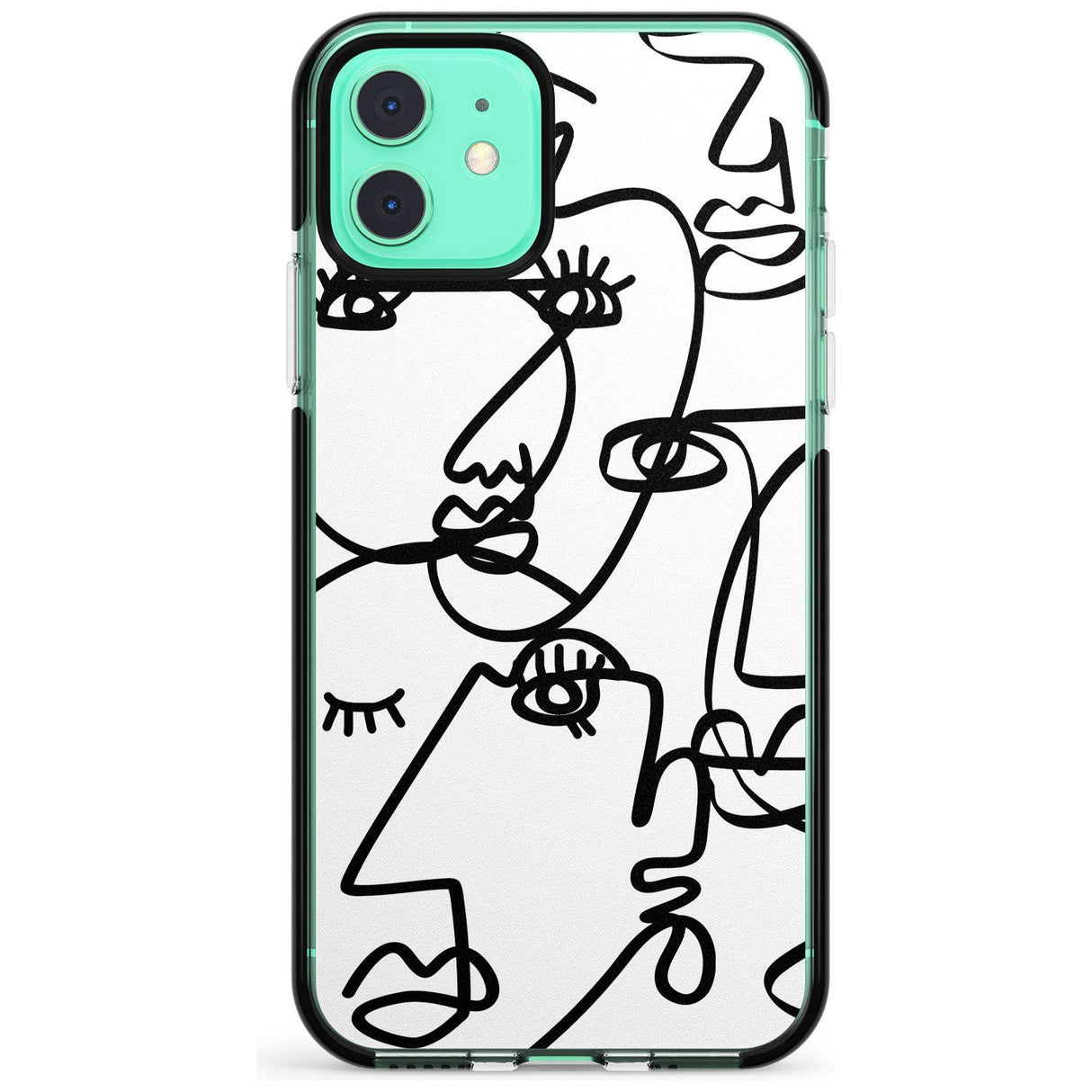 Continuous Line Faces: Black on White Pink Fade Impact Phone Case for iPhone 11 Pro Max