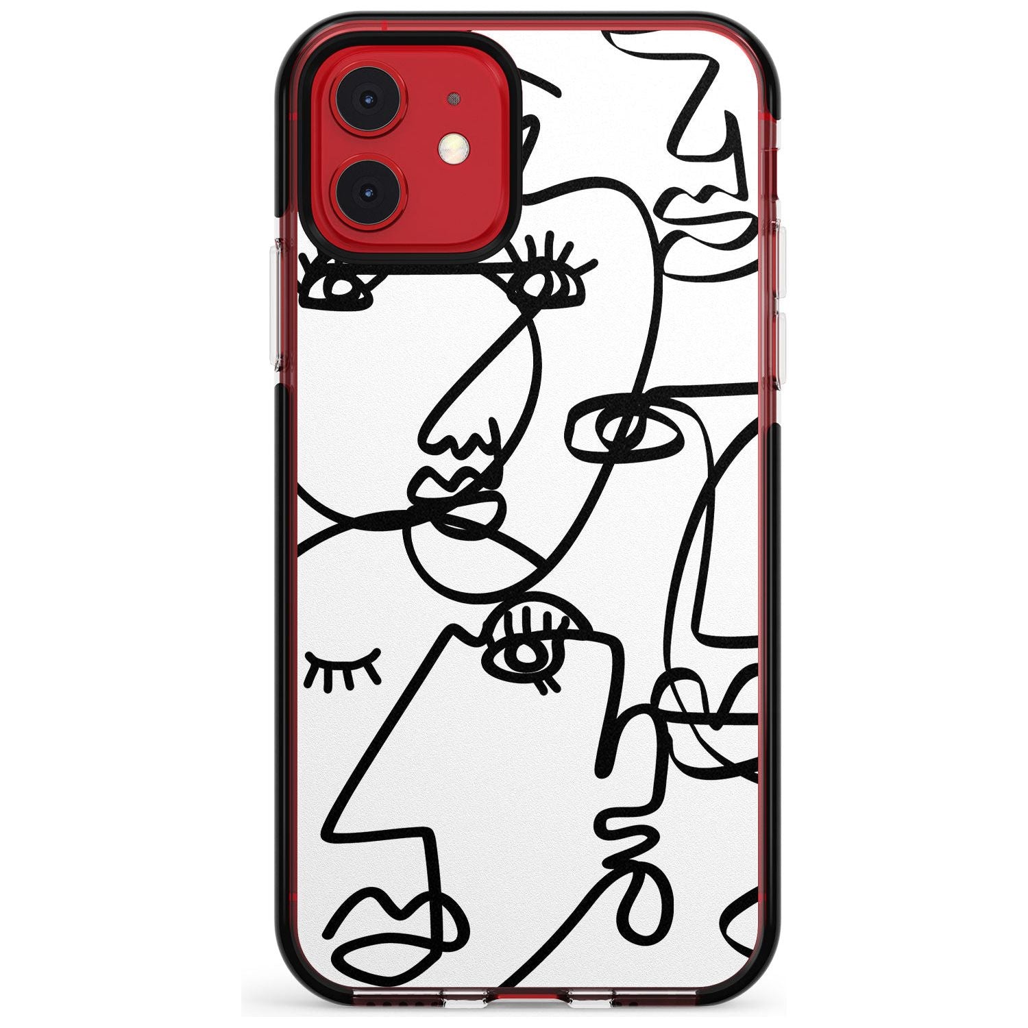 Continuous Line Faces: Black on White Pink Fade Impact Phone Case for iPhone 11 Pro Max