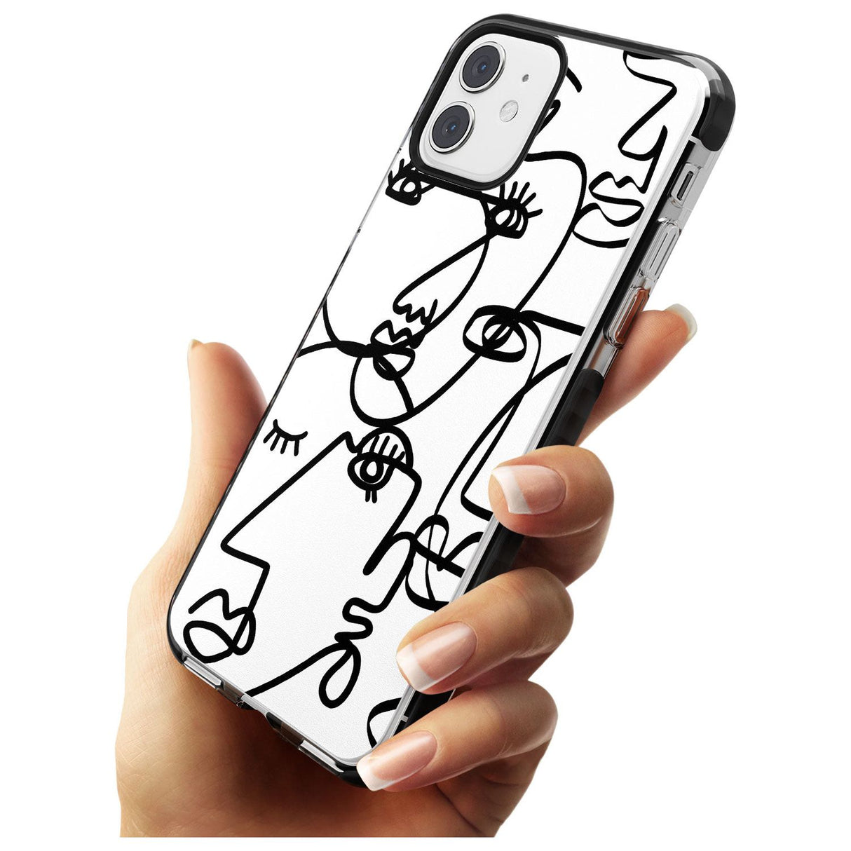 Continuous Line Faces: Black on White Pink Fade Impact Phone Case for iPhone 11 Pro Max