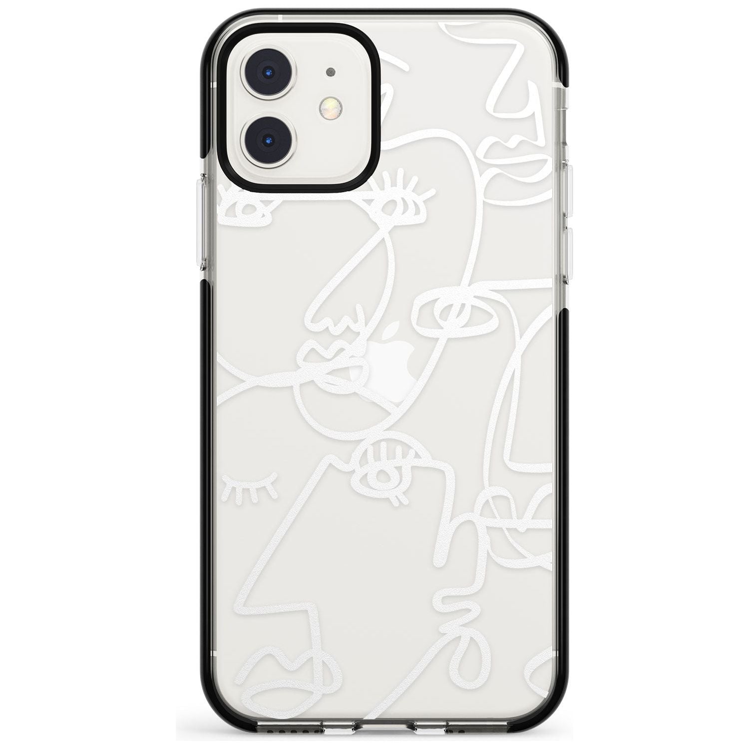 Continuous Line Faces: White on Clear Pink Fade Impact Phone Case for iPhone 11 Pro Max