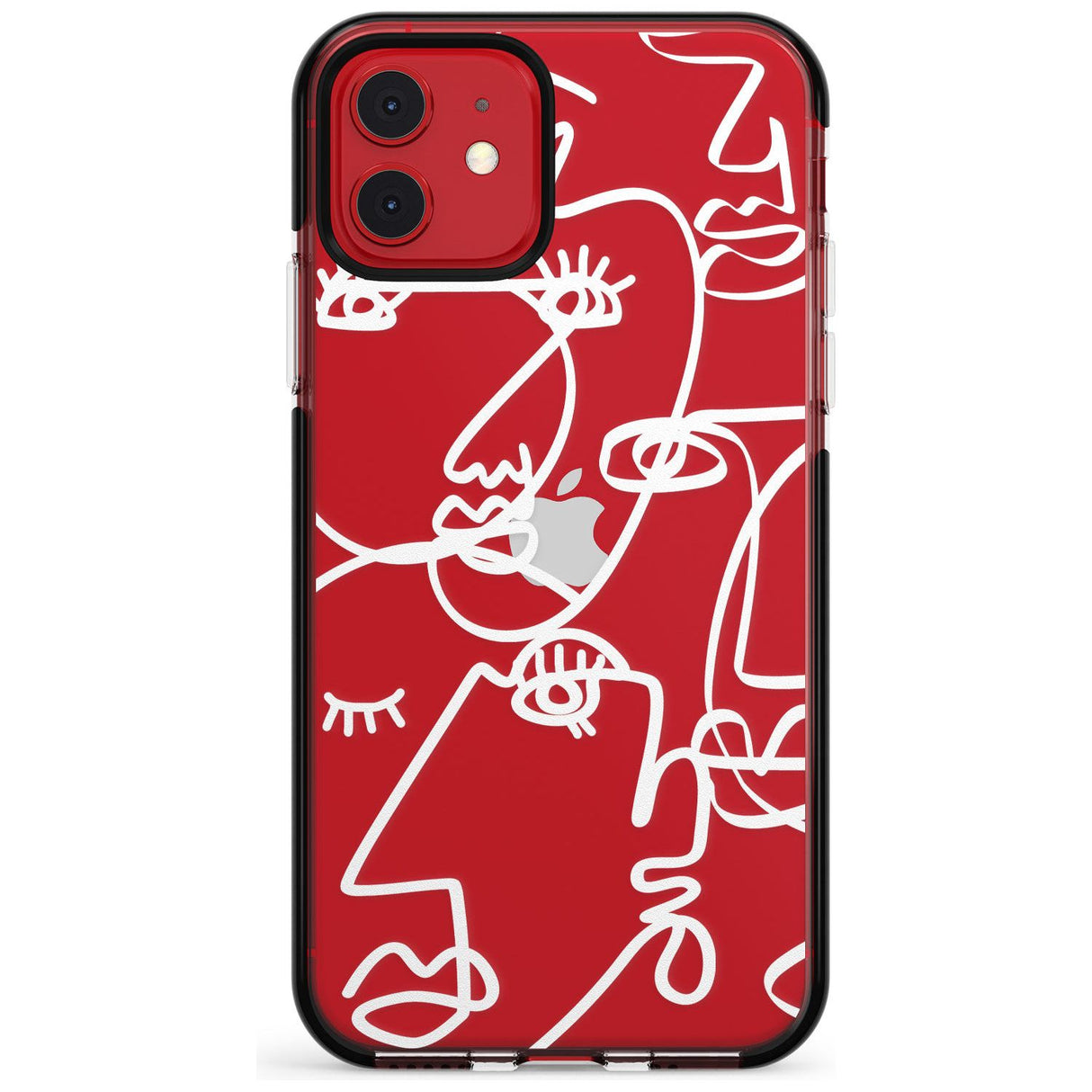 Continuous Line Faces: White on Clear Pink Fade Impact Phone Case for iPhone 11 Pro Max