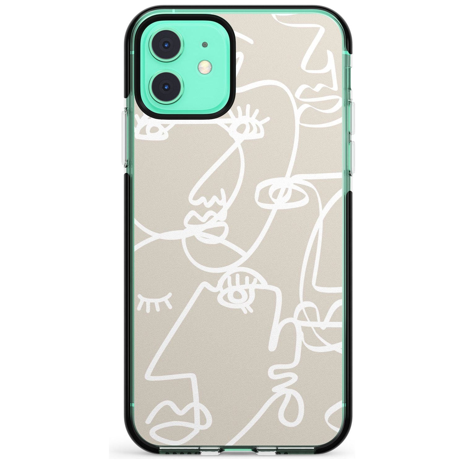 Continuous Line Faces: White on Beige Pink Fade Impact Phone Case for iPhone 11 Pro Max