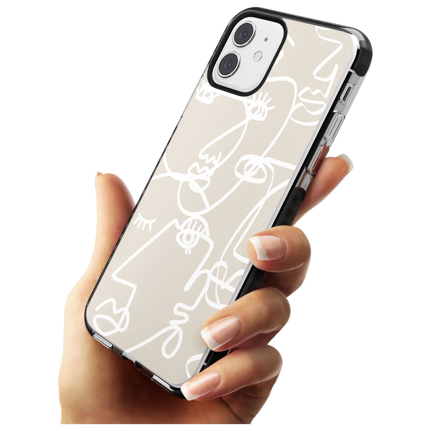 Continuous Line Faces: White on Beige Pink Fade Impact Phone Case for iPhone 11 Pro Max