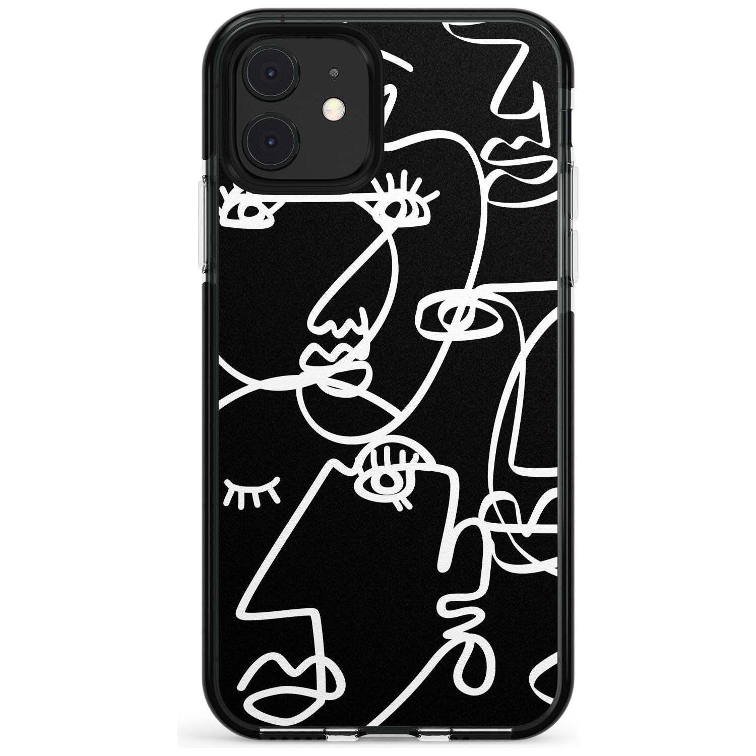 Continuous Line Faces: White on Black Pink Fade Impact Phone Case for iPhone 11 Pro Max