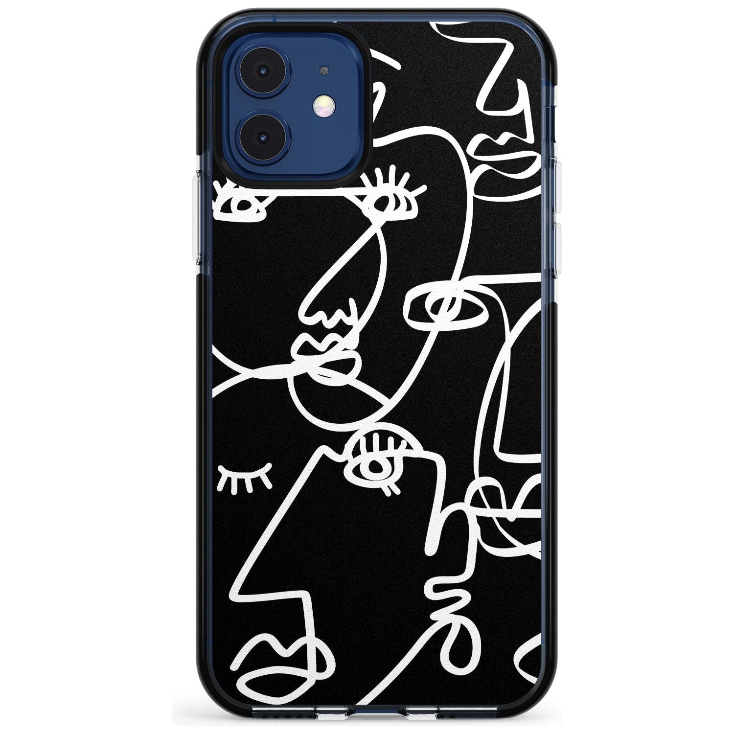 Continuous Line Faces: White on Black Pink Fade Impact Phone Case for iPhone 11 Pro Max