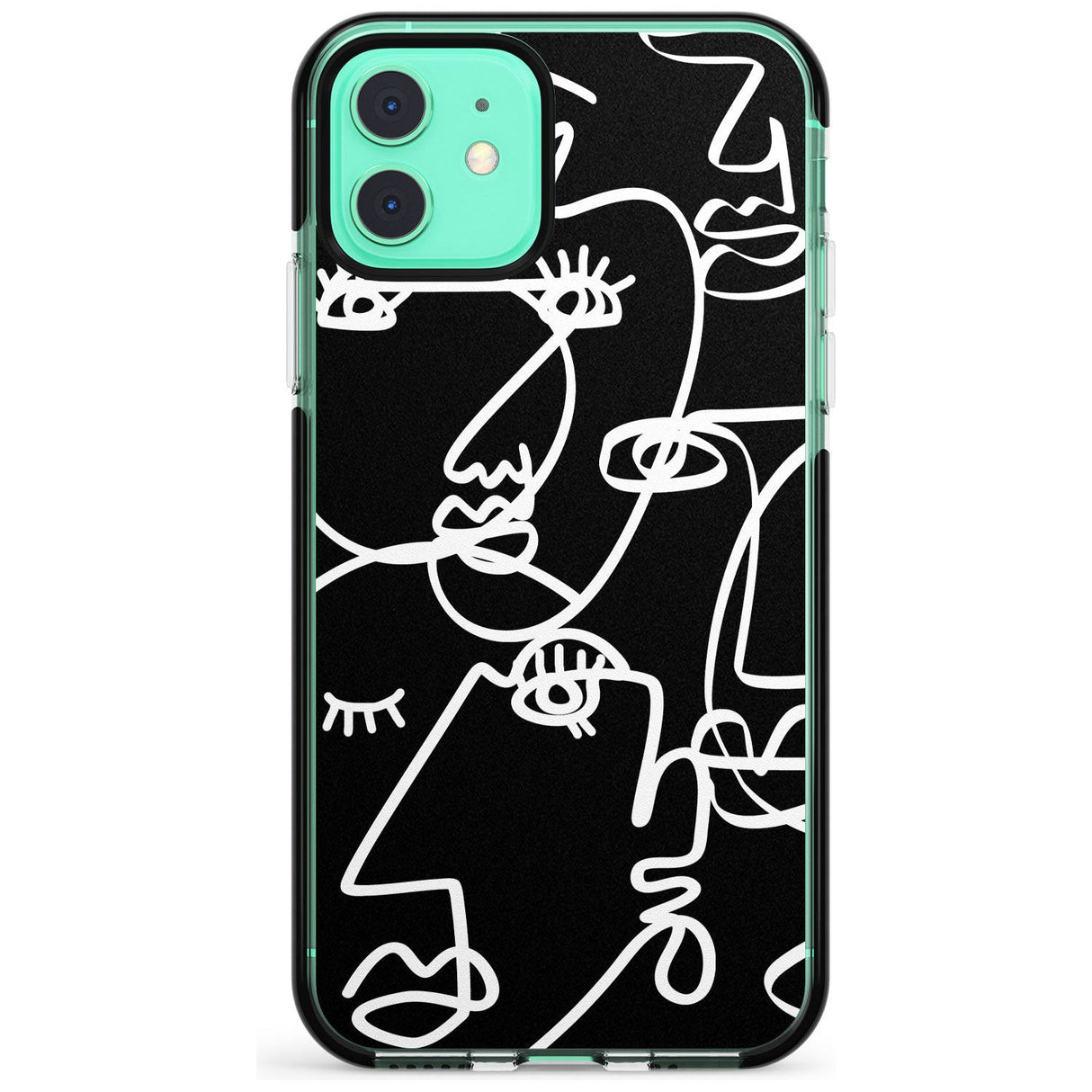 Continuous Line Faces: White on Black Pink Fade Impact Phone Case for iPhone 11 Pro Max