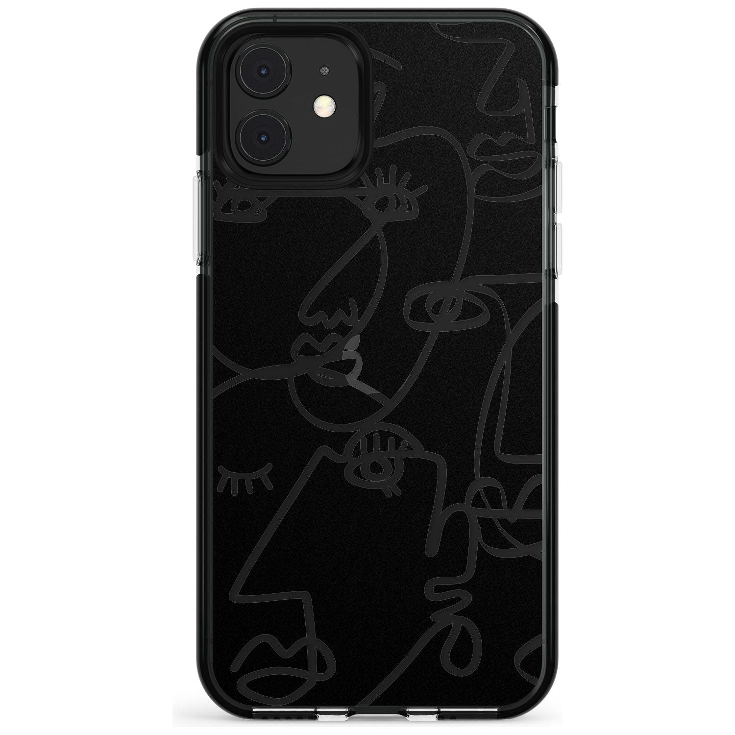 Continuous Line Faces: Clear on Black Pink Fade Impact Phone Case for iPhone 11 Pro Max