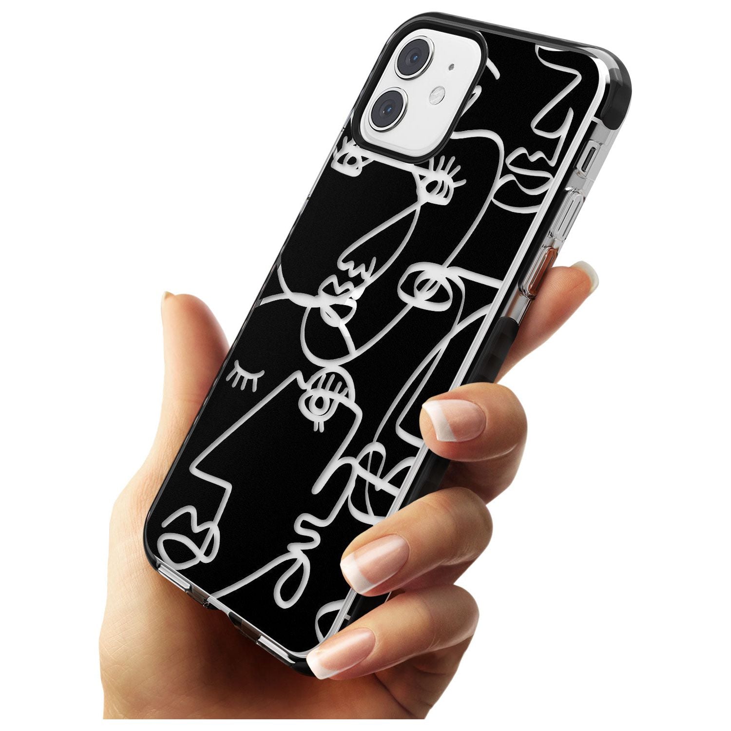 Continuous Line Faces: Clear on Black Pink Fade Impact Phone Case for iPhone 11 Pro Max