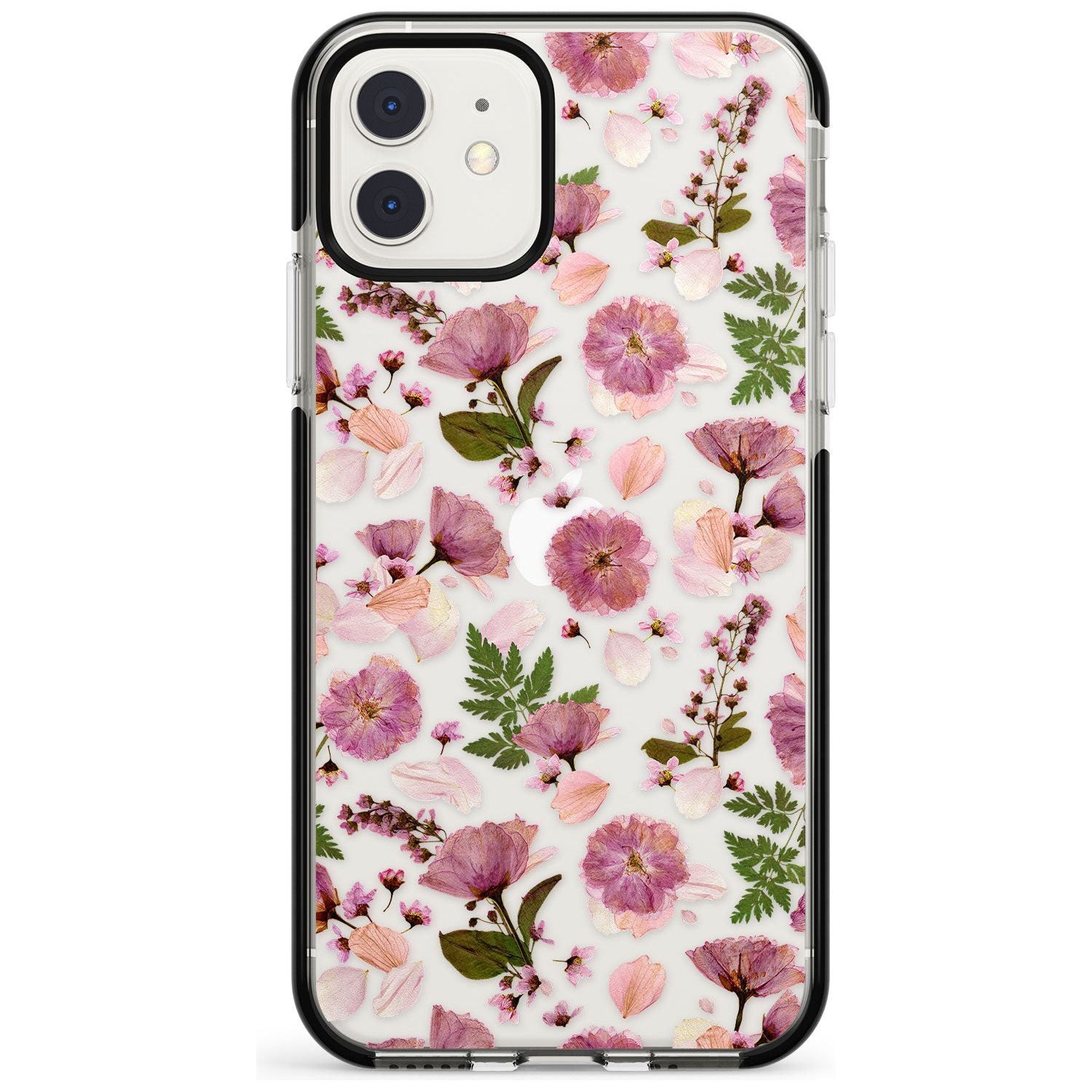 Floral Menagerie Transparent Design Black Impact Phone Case for iPhone 11