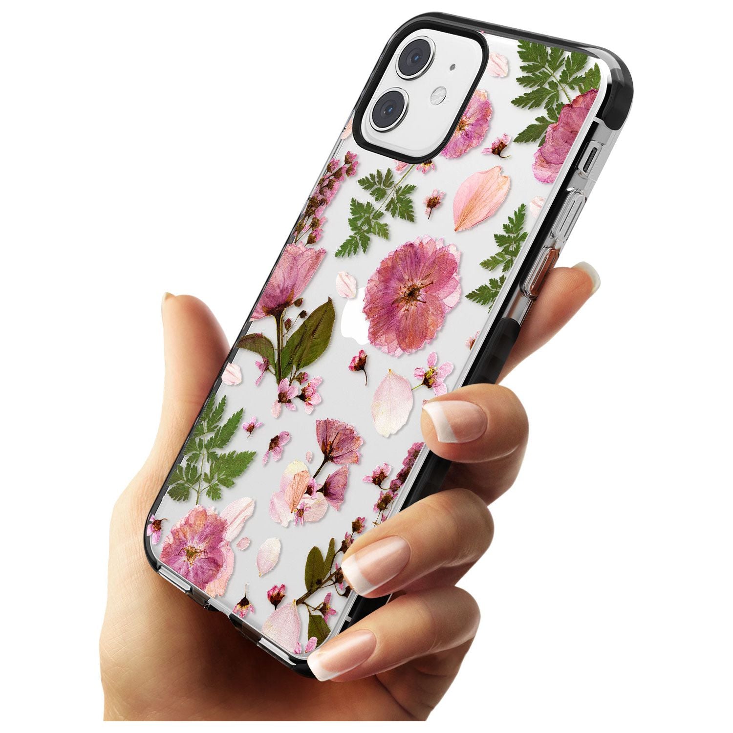 Natural Arrangement of Flowers & Leaves Design Black Impact Phone Case for iPhone 11