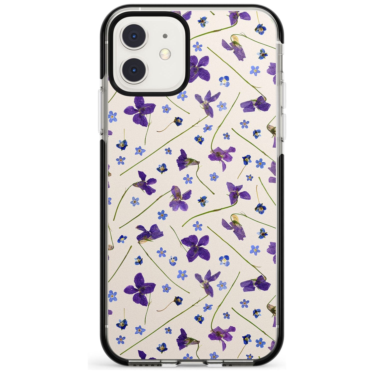 Violet Floral Pattern Design - Cream Black Impact Phone Case for iPhone 11