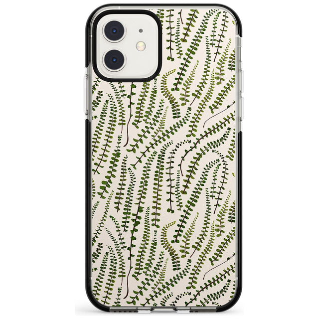 Fern Leaf Pattern Design - Cream Black Impact Phone Case for iPhone 11