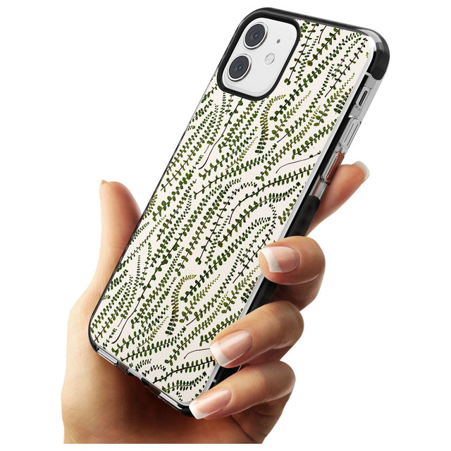 Fern Leaf Pattern Design - Cream Black Impact Phone Case for iPhone 11