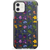 Wildflower Grid Boxes Pattern - Navy Black Impact Phone Case for iPhone 11