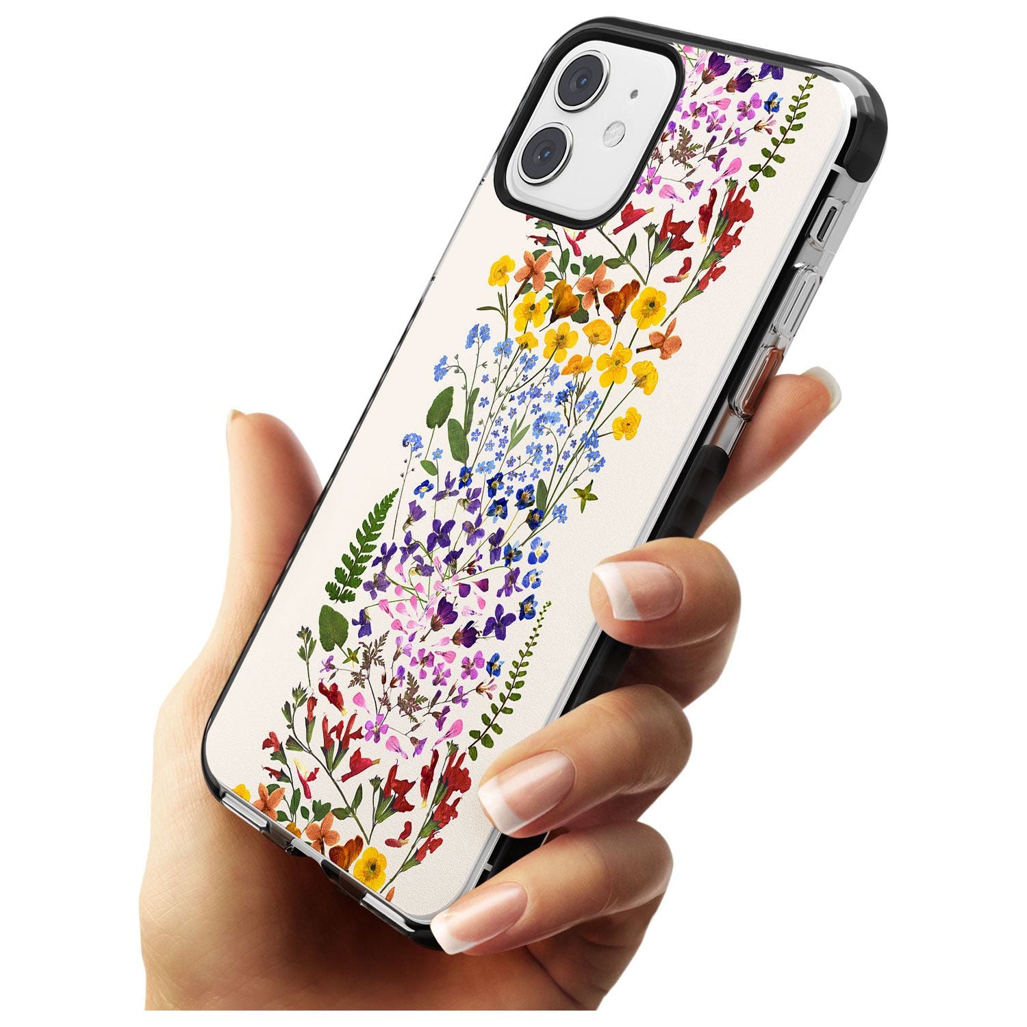 Wildflower Stripe Design - Cream Black Impact Phone Case for iPhone 11