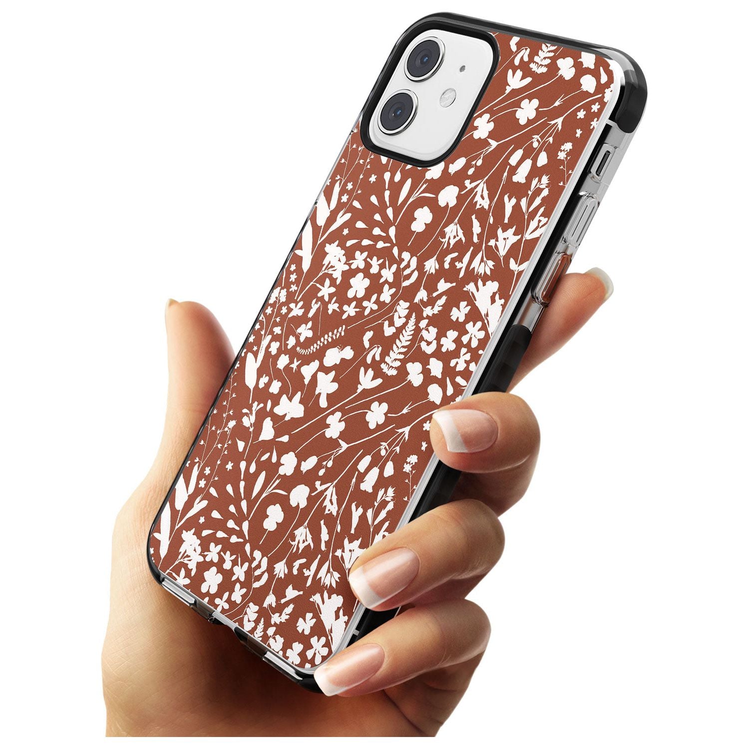 Wildflower Cluster on Terracotta Black Impact Phone Case for iPhone 11