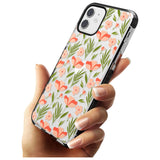 Pink Petals Transparent Floral Black Impact Phone Case for iPhone 11