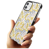 Yellow Leaves Transparent Floral Black Impact Phone Case for iPhone 11