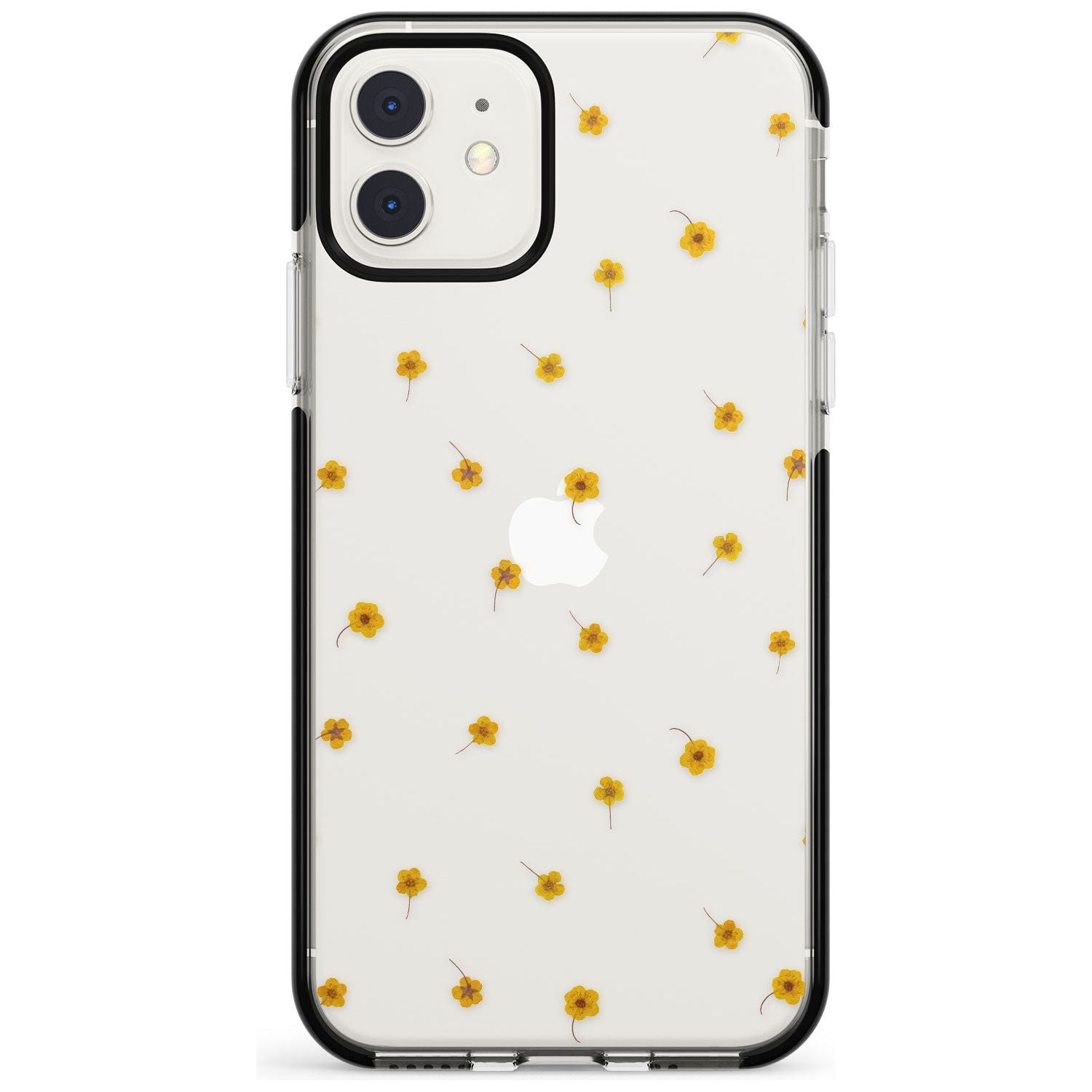 Yellow Flower Pattern - Dried Flower-Inspired Black Impact Phone Case for iPhone 11