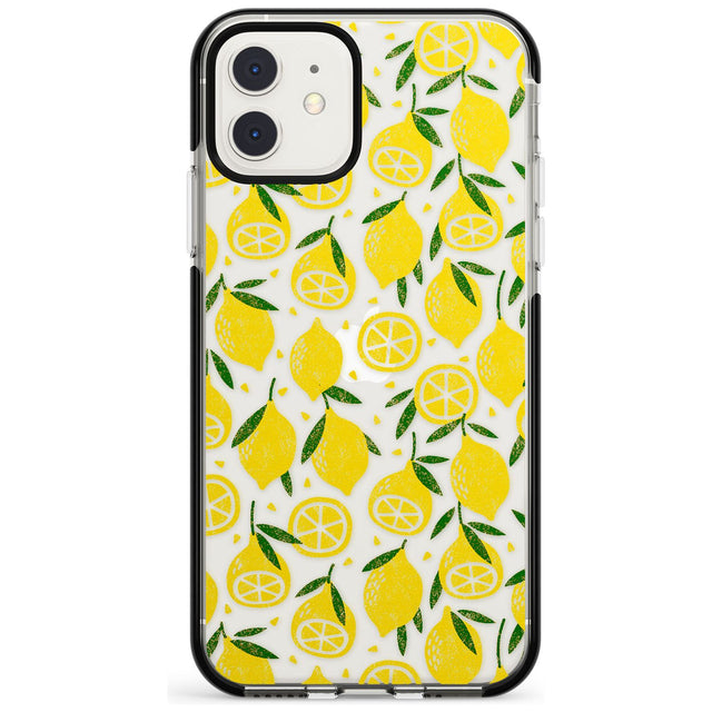 Bright Lemon Fruity Pattern iPhone Case  Black Impact Phone Case - Case Warehouse
