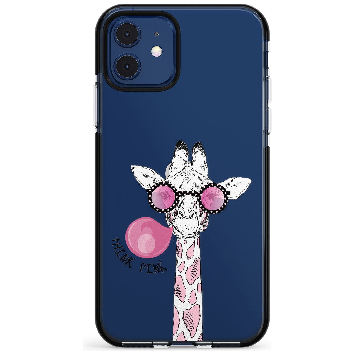 Think Pink Giraffe Black Impact Phone Case for iPhone 11 Pro Max