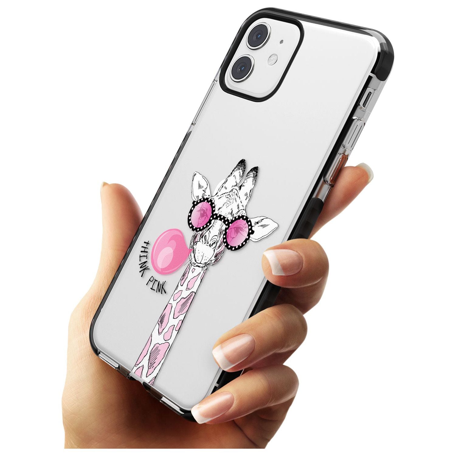 Think Pink Giraffe Black Impact Phone Case for iPhone 11 Pro Max