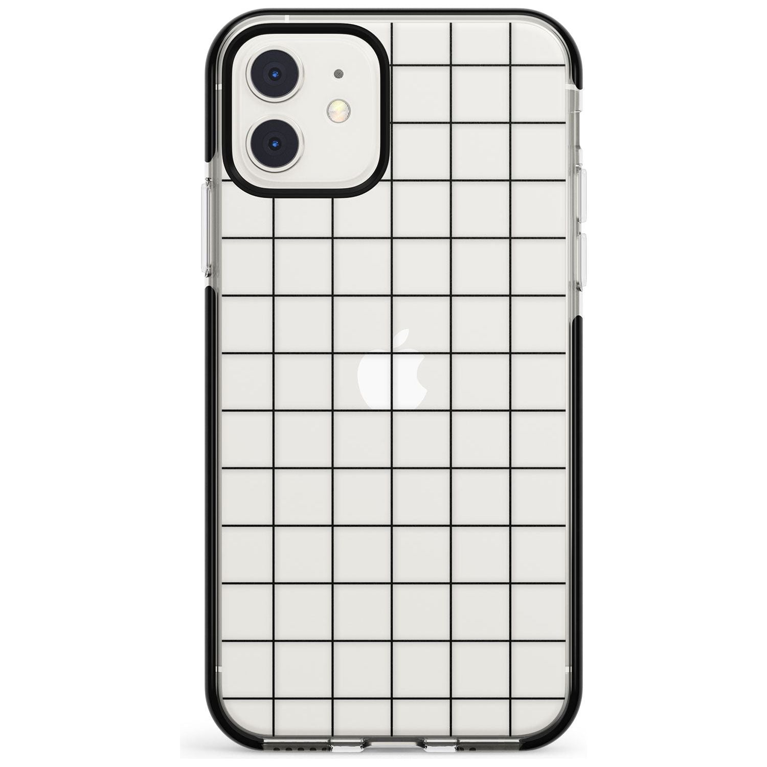 Simplistic Large Grid Pattern Black (Transparent) Black Impact Phone Case for iPhone 11