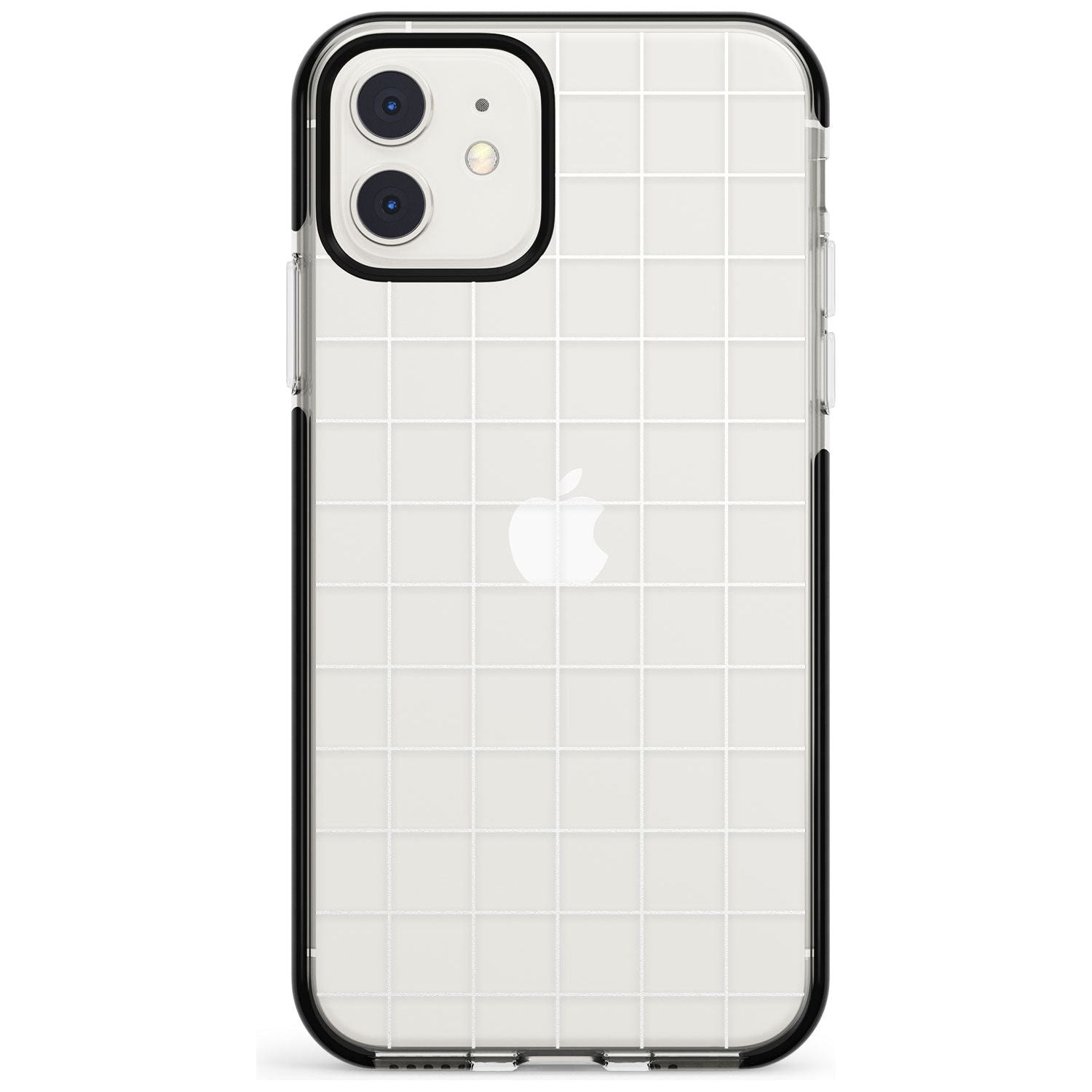 Simplistic Large Grid Pattern White (Transparent) Black Impact Phone Case for iPhone 11