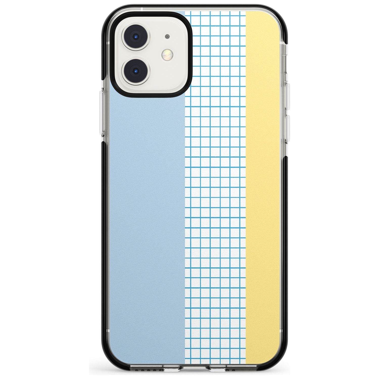 Abstract Grid Blue & Yellow Black Impact Phone Case for iPhone 11