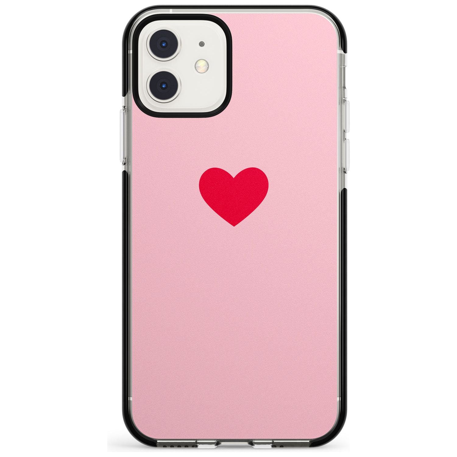 Single Heart Red & Pink Black Impact Phone Case for iPhone 11
