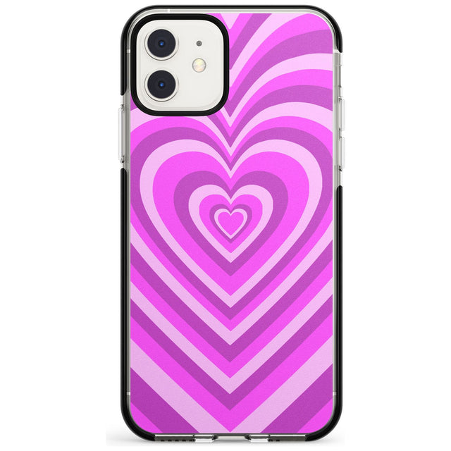 Pink Heart Illusion Black Impact Phone Case for iPhone 11 Pro Max