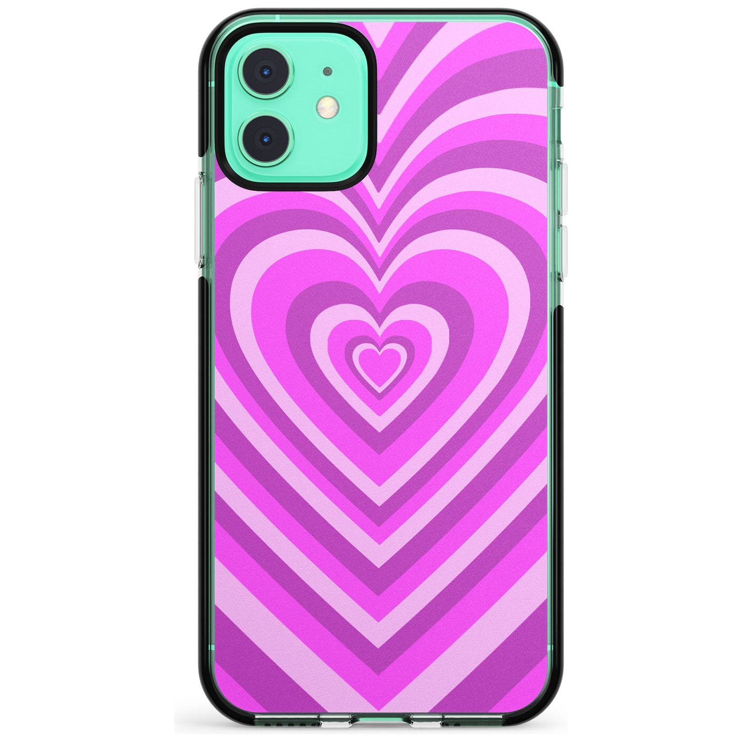 Pink Heart Illusion Black Impact Phone Case for iPhone 11 Pro Max