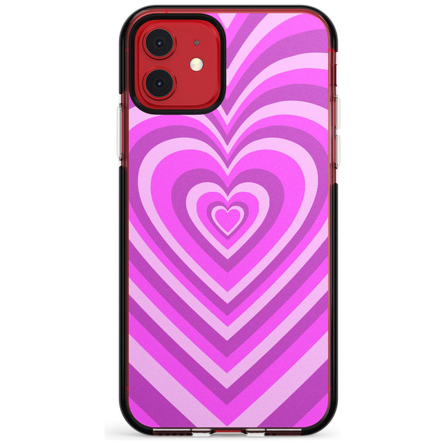 Pink Heart Illusion Black Impact Phone Case for iPhone 11 Pro Max