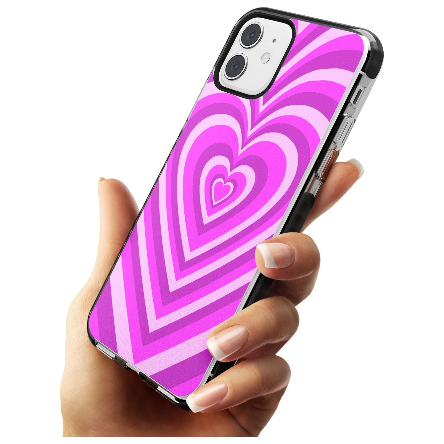 Pink Heart Illusion Black Impact Phone Case for iPhone 11 Pro Max