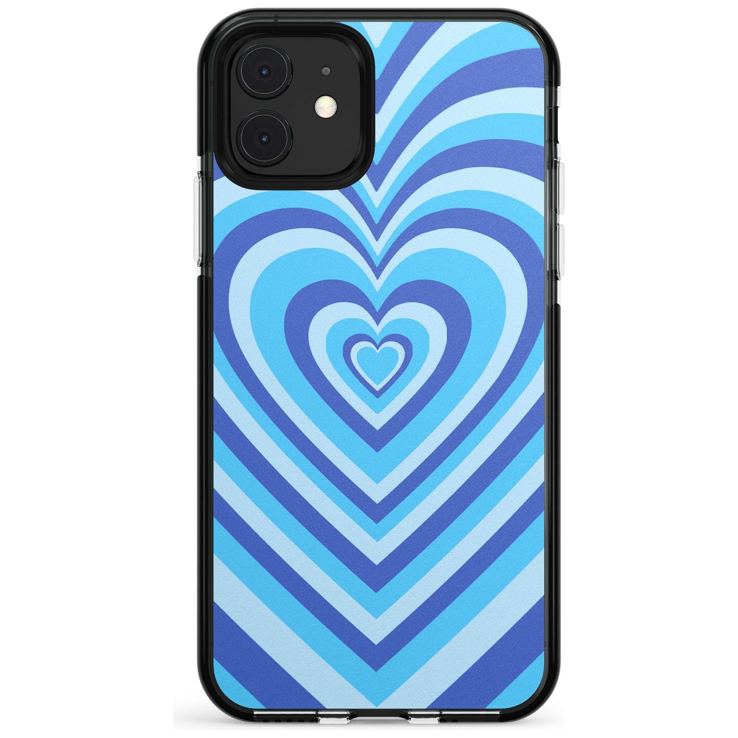 Blue Heart Illusion Black Impact Phone Case for iPhone 11 Pro Max