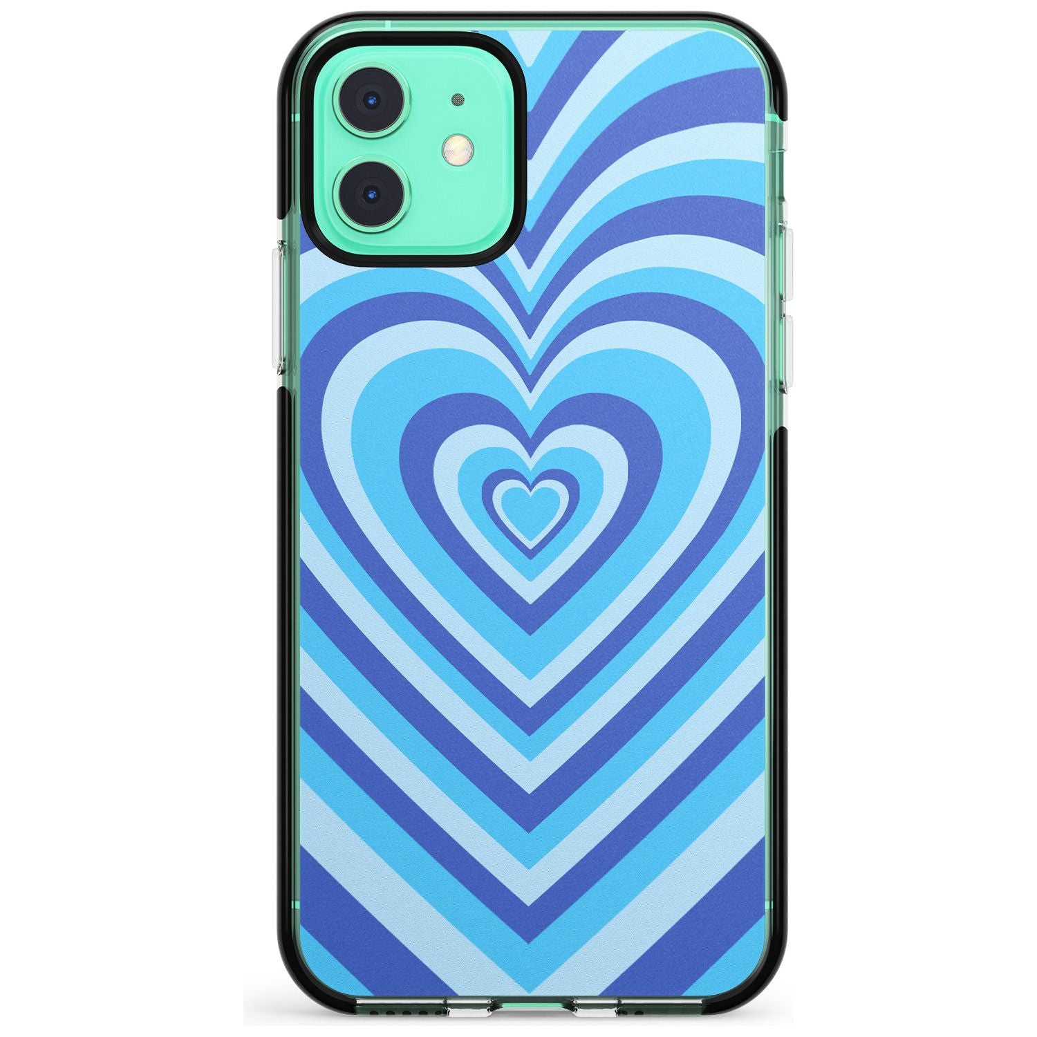 Blue Heart Illusion Black Impact Phone Case for iPhone 11 Pro Max