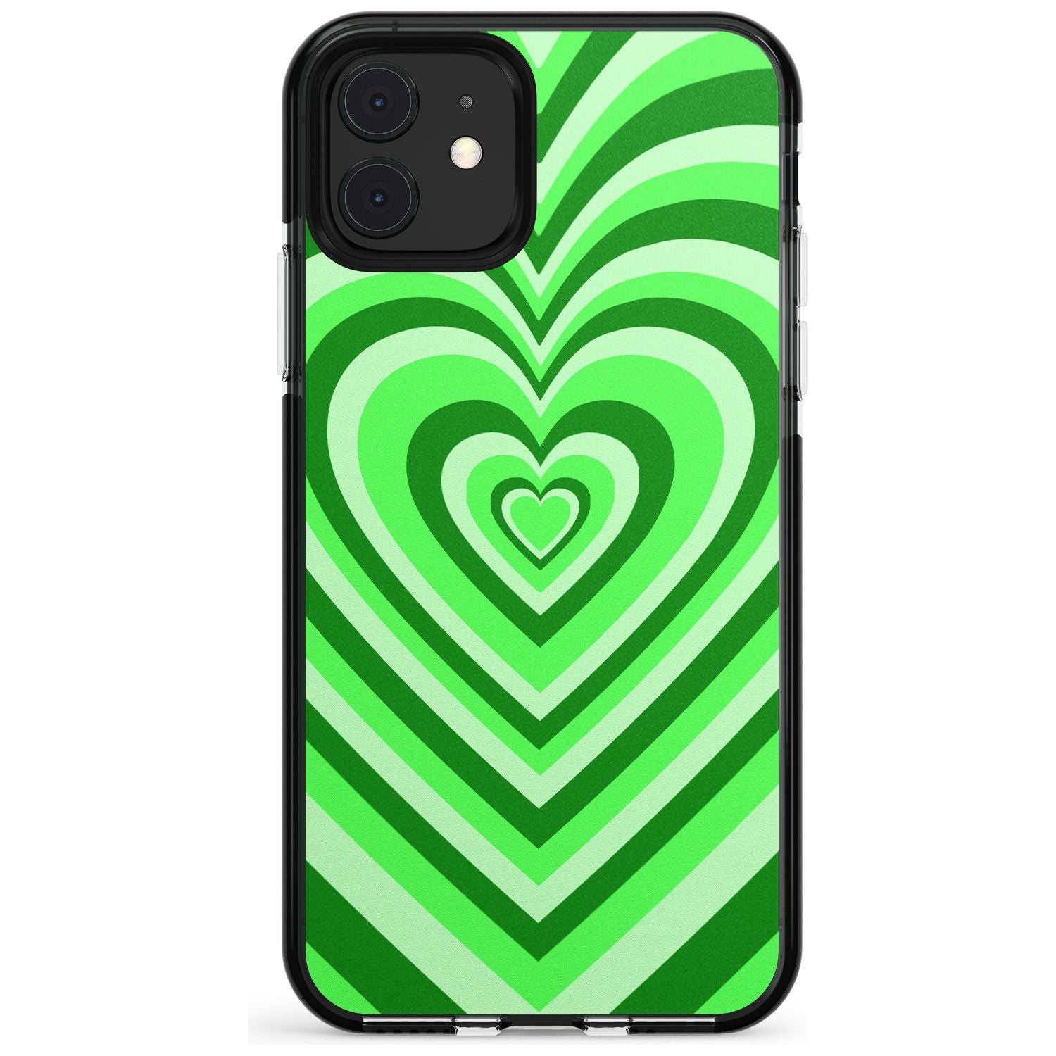 Green Heart Illusion Black Impact Phone Case for iPhone 11 Pro Max