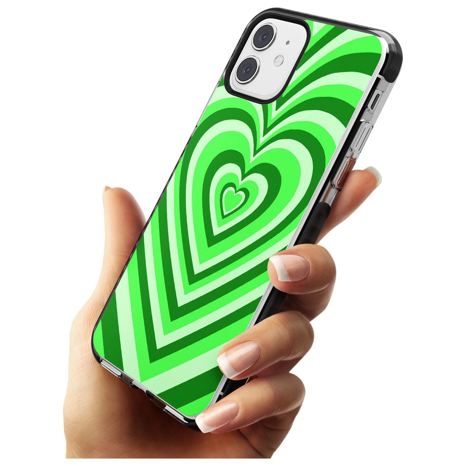 Green Heart Illusion Black Impact Phone Case for iPhone 11 Pro Max
