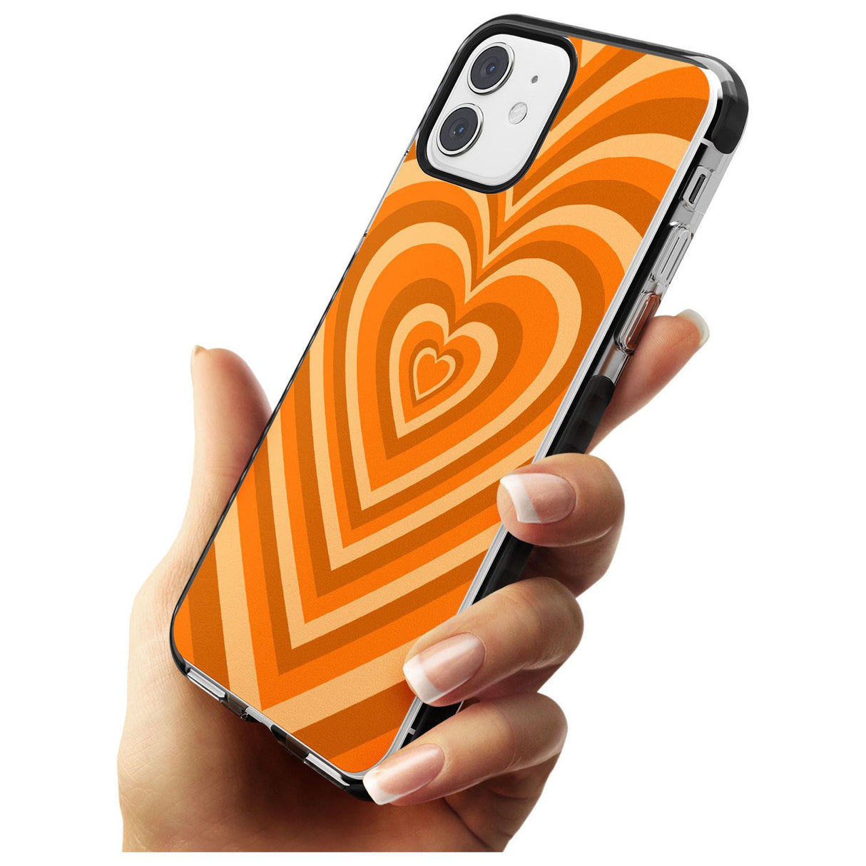 Orange Heart Illusion Black Impact Phone Case for iPhone 11 Pro Max