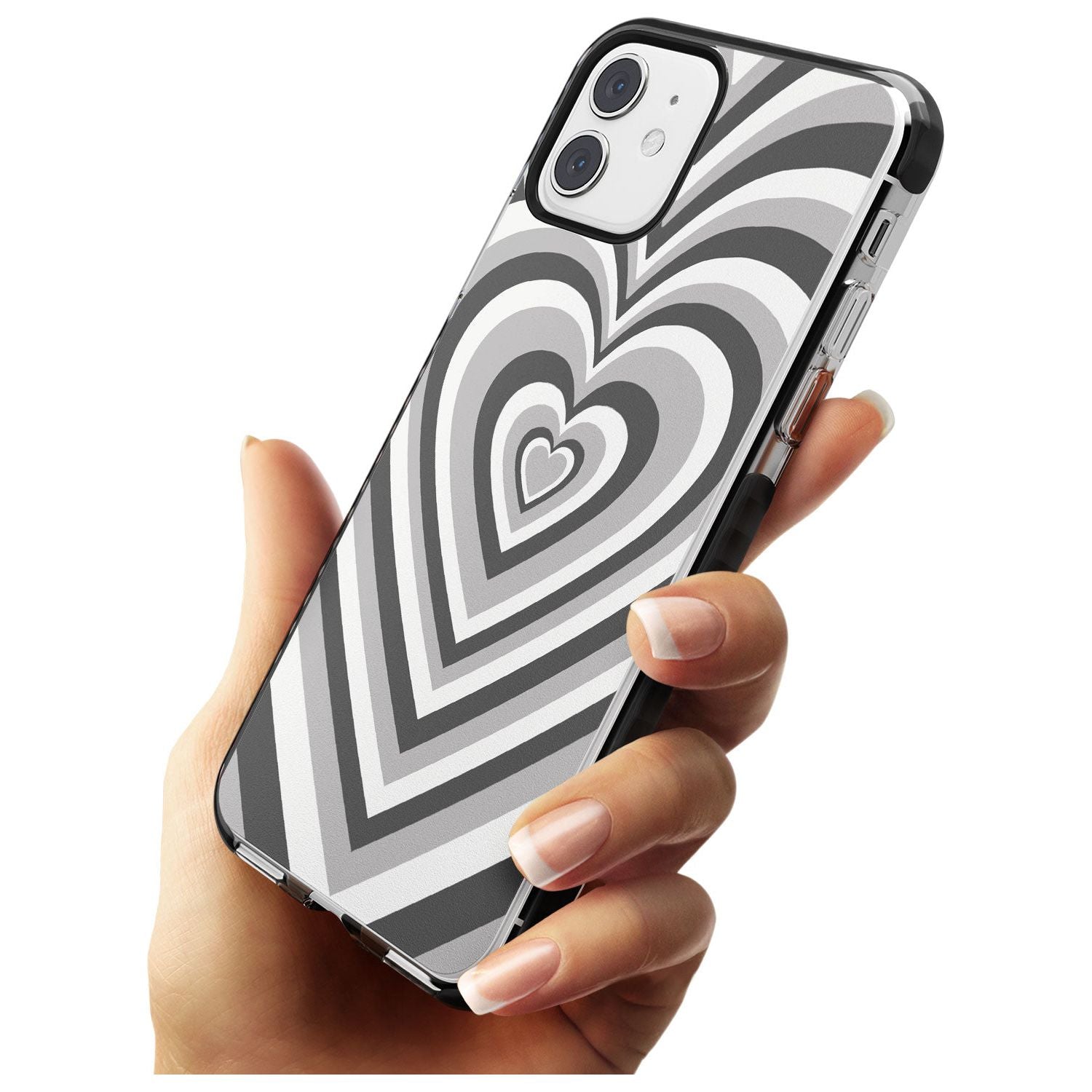 Monochrome Heart Illusion Black Impact Phone Case for iPhone 11 Pro Max