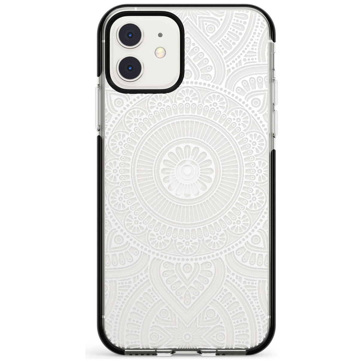 White Henna Flower Wheel Black Impact Phone Case for iPhone 11 Pro Max