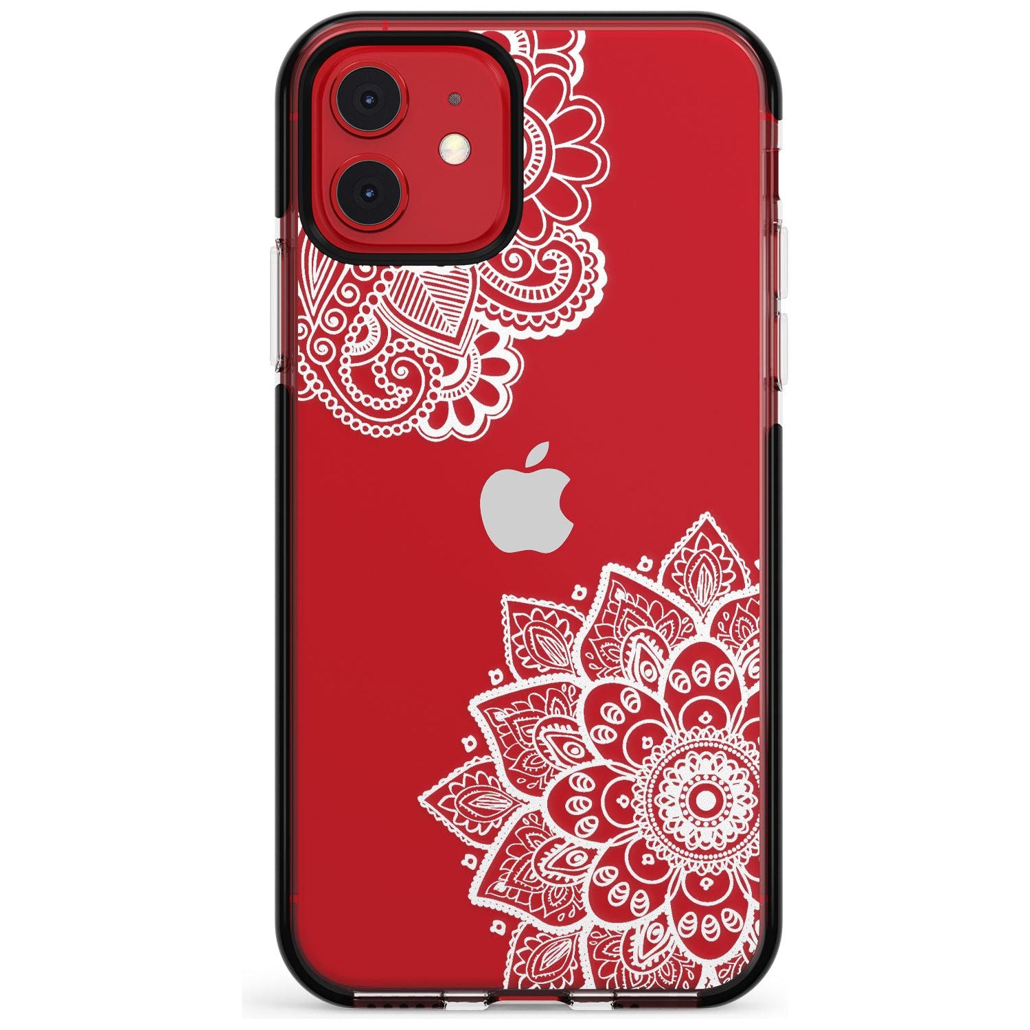 White Henna Florals Black Impact Phone Case for iPhone 11 Pro Max